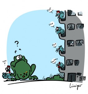 Le Crapaud - Jérôme Liniger - les poules arrivent dans les villes - 2012